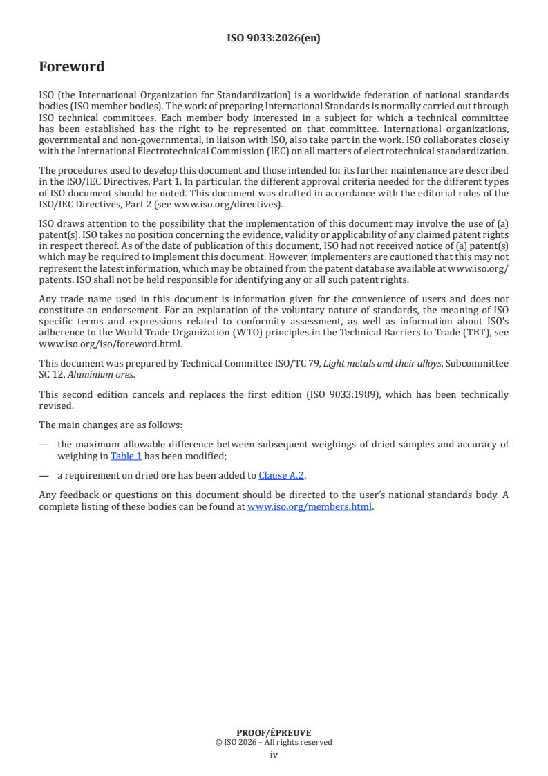 ISO/PRF 9033 ISO/PRF 9033 - Aluminium ores — Determination of the moisture content of bulk material - Page 4 preview