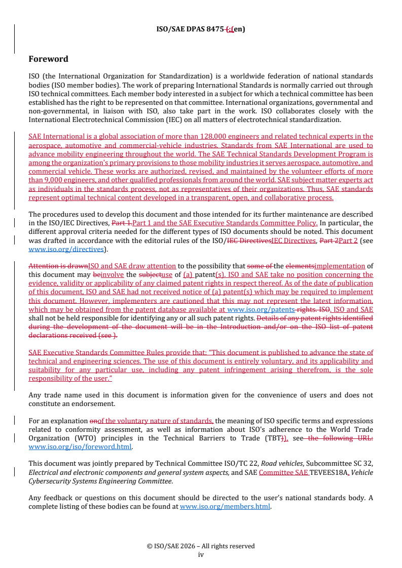 ISO/SAE PAS 8475 REDLINE ISO/SAE DPAS 8475 - Road vehicles — Cybersecurity Assurance Levels (CAL) and Targeted Attack Feasibility (TAF) - Page 4 preview