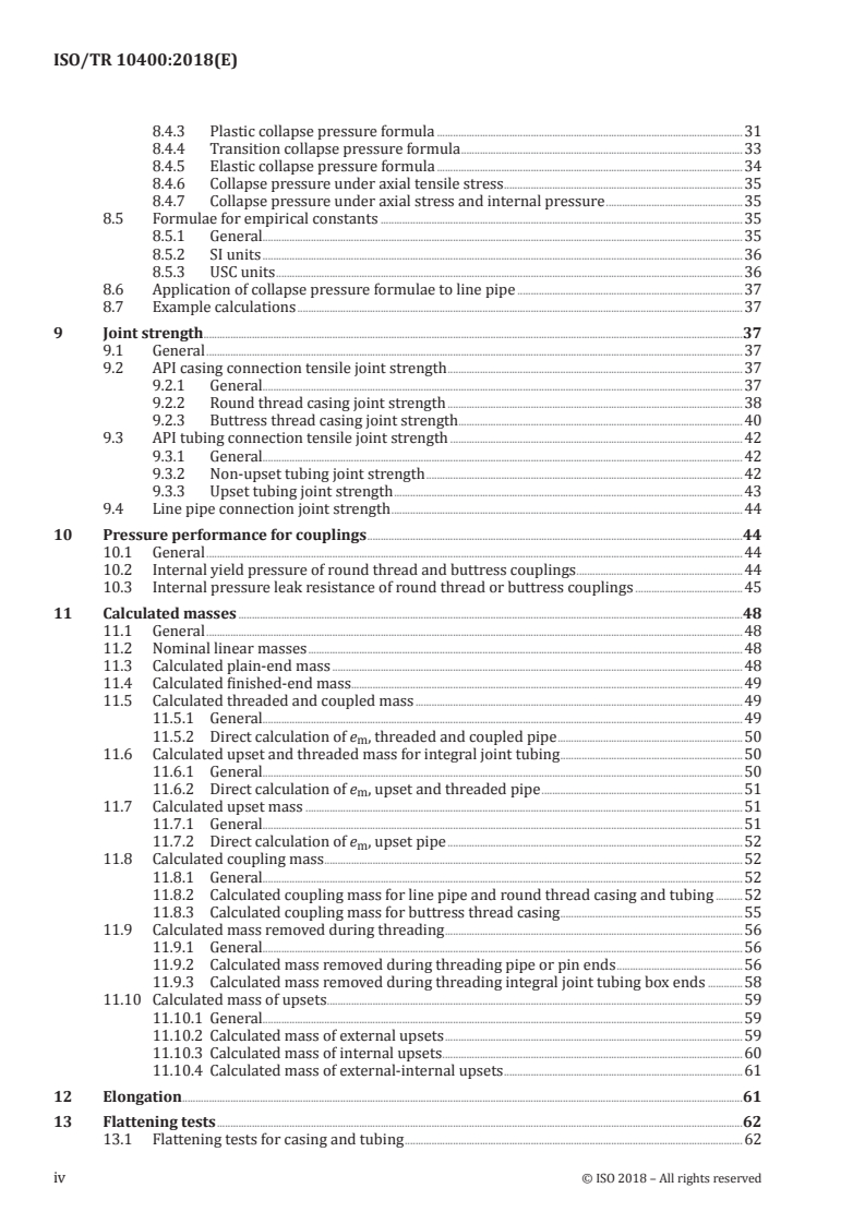 ISO/TR 10400:2018 ISO/TR 10400:2018 - Petroleum and natural gas industries — Formulae and calculations for the properties of casing, tubing, drill pipe and line pipe used as casing or tubing/31/2018 - Page 4 preview
