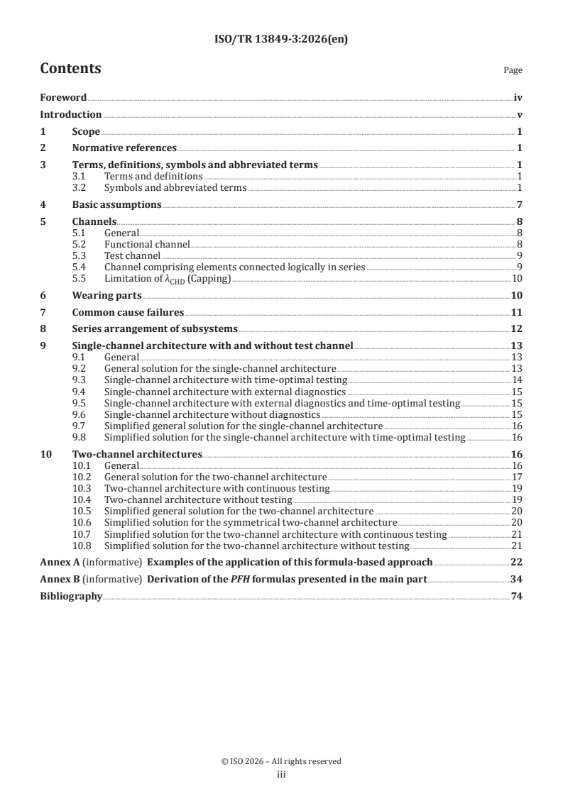 ISO/TR 13849-3:2026 ISO/TR 13849-3:2026 - Safety of machinery — Safety-related parts of control systems — Part 3: Markov model-based PFH calculation - Page 3 preview