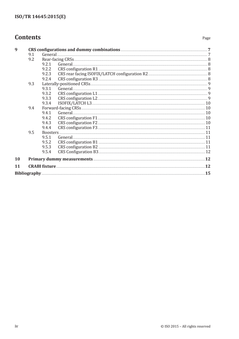 ISO/TR 14645:2015 ISO/TR 14645:2015 - Road vehicles — Test procedures for evaluating child restraint system interactions with deploying air bags/5/2015 - Page 4 preview