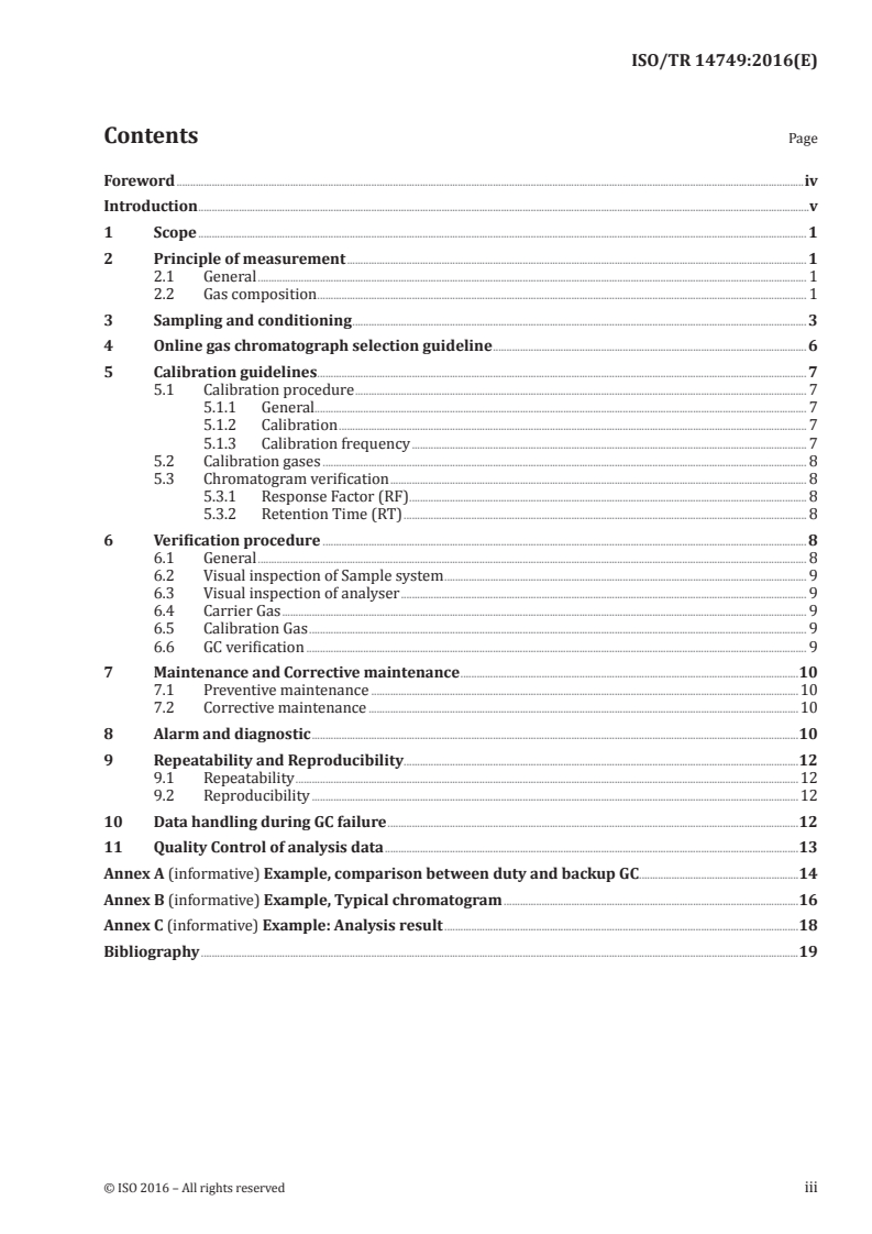 ISO/TR 14749:2016 ISO/TR 14749:2016 - Natural gas — Online gas chromatograph for upstream area/9/2016 - Page 3 preview