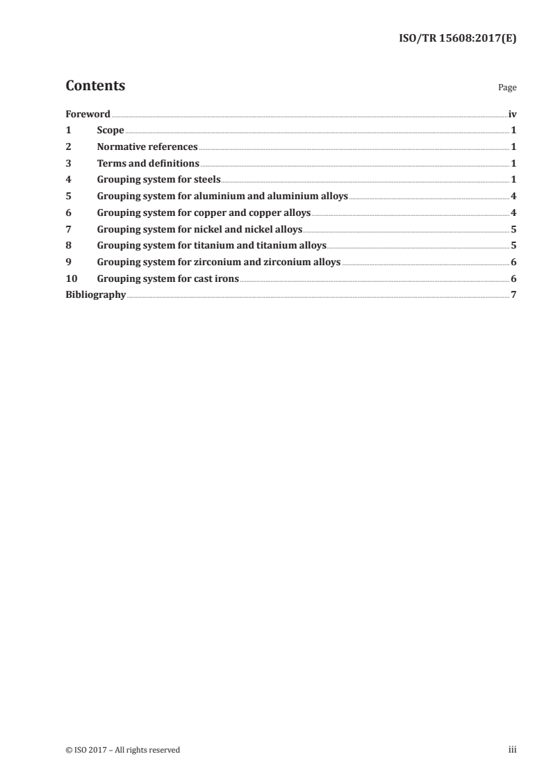 ISO/TR 15608:2017 ISO/TR 15608:2017 - Welding — Guidelines for a metallic materials grouping system/1/2017 - Page 3 preview