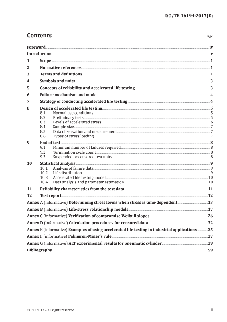ISO/TR 16194:2017 ISO/TR 16194:2017 - Pneumatic fluid power — Assessment of component reliability by accelerated life testing — General guidelines and procedures/27/2017 - Page 3 preview