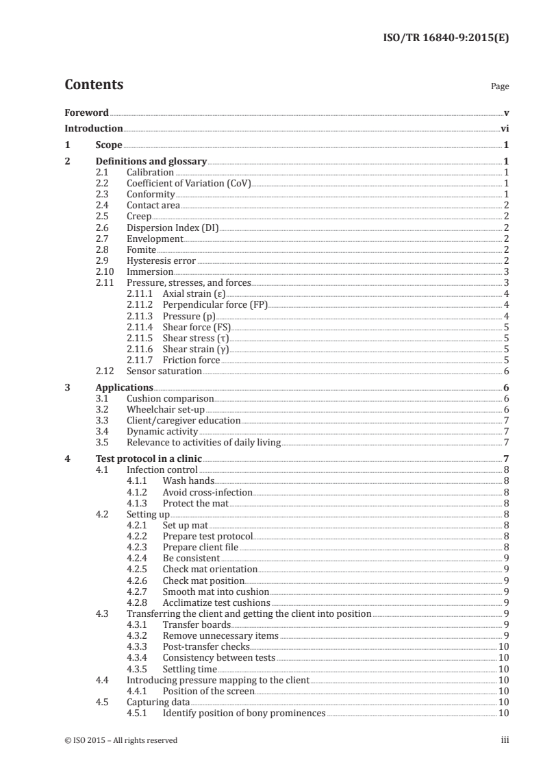 ISO/TR 16840-9:2015 ISO/TR 16840-9:2015 - Wheelchair seating — Part 9: Clinical interface pressure mapping guidelines for seating/7/2015 - Page 3 preview