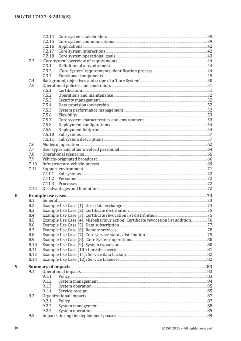 ISO/TR 17427-3:2015 ISO/TR 17427-3:2015 - Intelligent transport systems — Cooperative ITS — Part 3: Concept of operations (ConOps) for 'core' systems/22/2015 - Page 4 preview