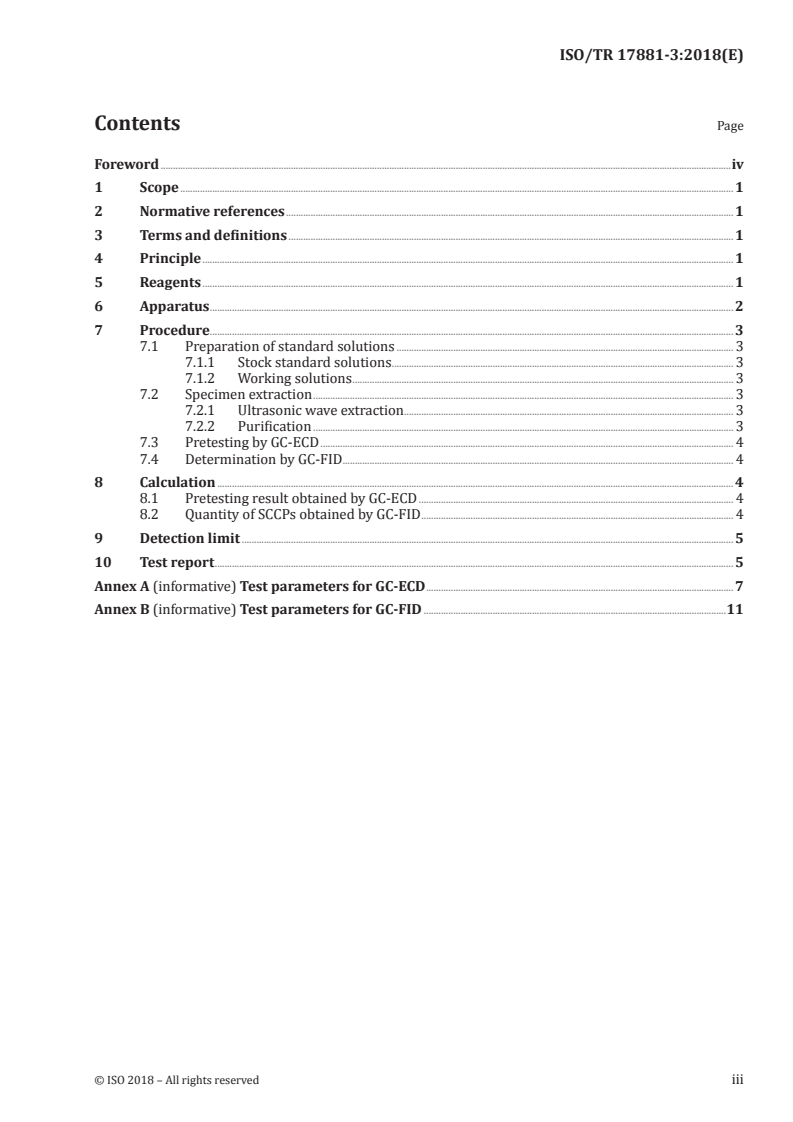 ISO/TR 17881-3:2018 ISO/TR 17881-3:2018 - Textiles — Determination of certain flame retardants — Part 3: Chlorinated paraffin flame retardants/16/2018 - Page 3 preview