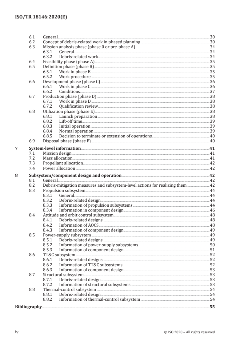 ISO/TR 18146:2020 ISO/TR 18146:2020 - Space systems — Space debris mitigation design and operation manual for spacecraft/26/2020 - Page 4 preview