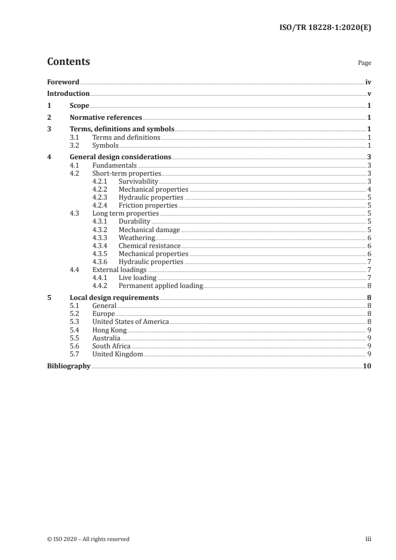 ISO/TR 18228-1:2020 ISO/TR 18228-1:2020 - Design using geosynthetics — Part 1: General/14/2020 - Page 3 preview