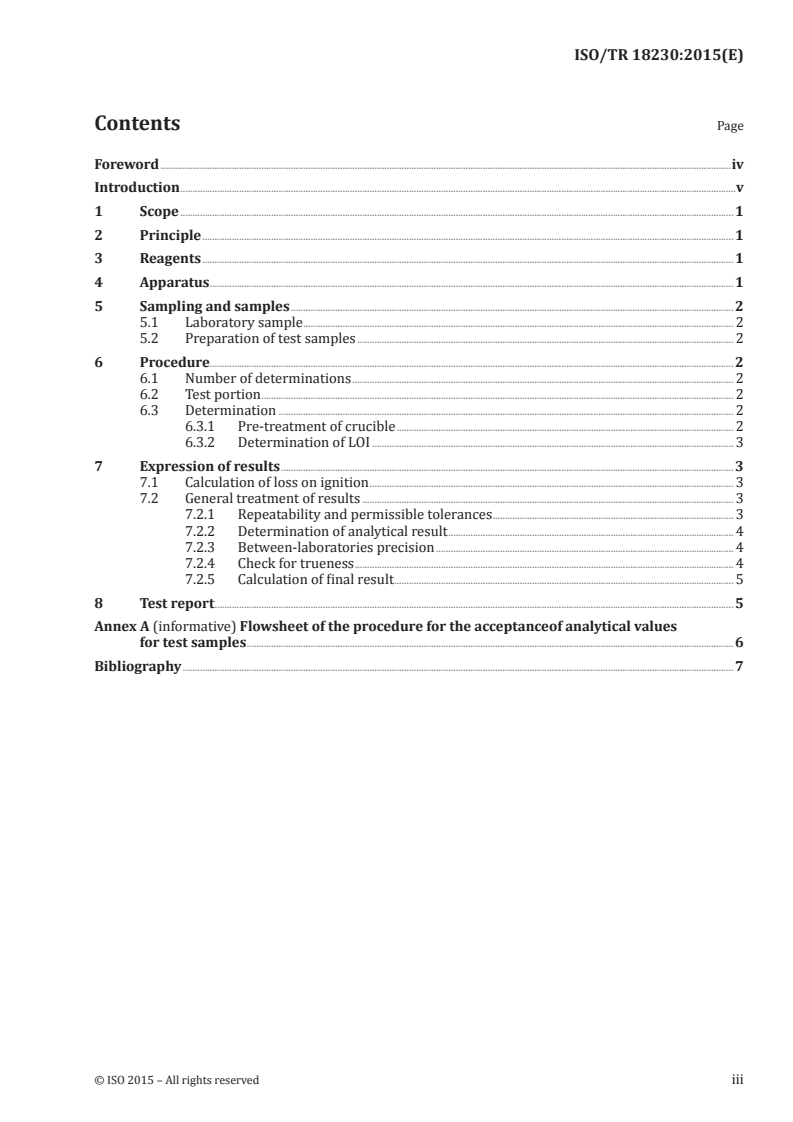 ISO/TR 18230:2015 ISO/TR 18230:2015 - Iron ores — Determination of loss on ignition — Non-oxidised ores/17/2015 - Page 3 preview