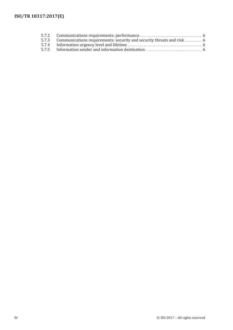 ISO/TR 18317:2017 ISO/TR 18317:2017 - Intelligent transport systems — Pre-emption of ITS communication networks for disaster and emergency communication — Use case scenarios/8/2017 - Page 4 preview