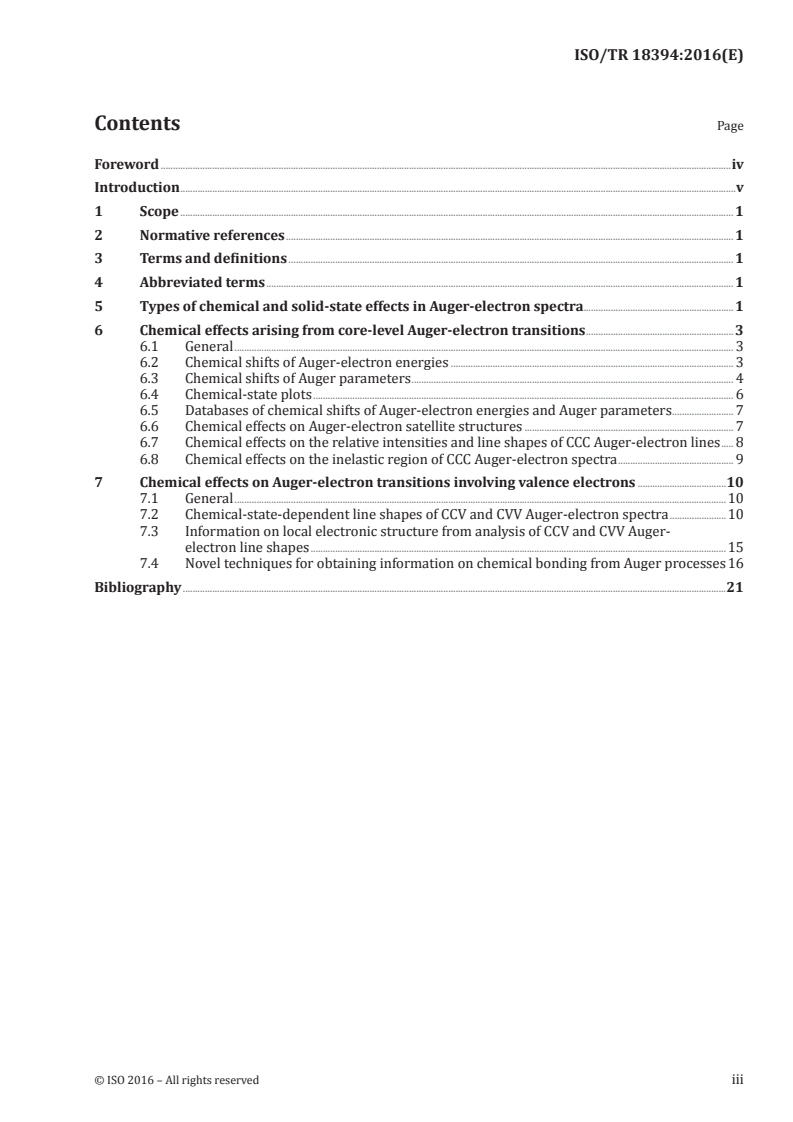 ISO/TR 18394:2016 ISO/TR 18394:2016 - Surface chemical analysis — Auger electron spectroscopy — Derivation of chemical information/2/2016 - Page 3 preview