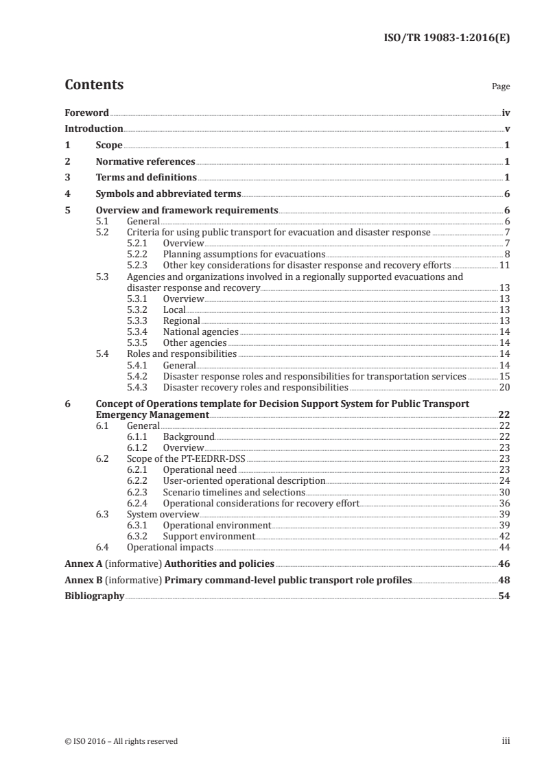 ISO/TR 19083-1:2016 ISO/TR 19083-1:2016 - Intelligent transport systems — Emergency evacuation and disaster response and recovery — Part 1: Framework and concept of operation/19/2016 - Page 3 preview