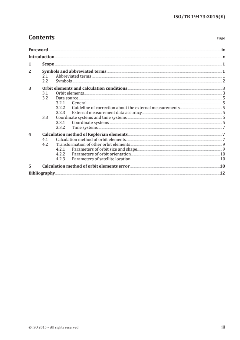 ISO/TR 19473:2015 ISO/TR 19473:2015 - Space systems — Best practices for orbit elements at payload — LV separation/2/2015 - Page 3 preview
