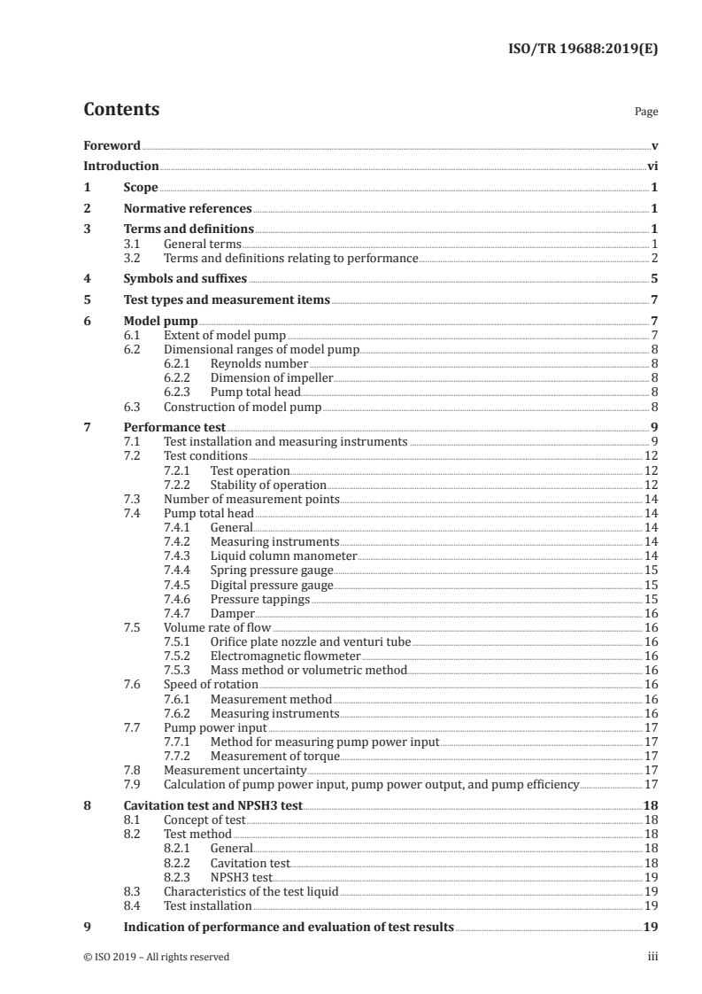 ISO/TR 19688:2019 ISO/TR 19688:2019 - Rotodynamic pumps — Hydraulic performance acceptance test using a model pump/11/2019 - Page 3 preview
