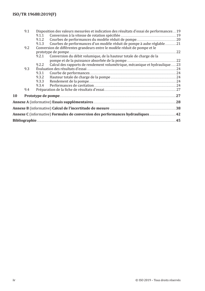 ISO/TR 19688:2019 ISO/TR 19688:2019 - Pompes rotodynamiques — Modèle réduit de pompe utilisé pour les essais de performance hydraulique/1/2019 - Page 4 preview