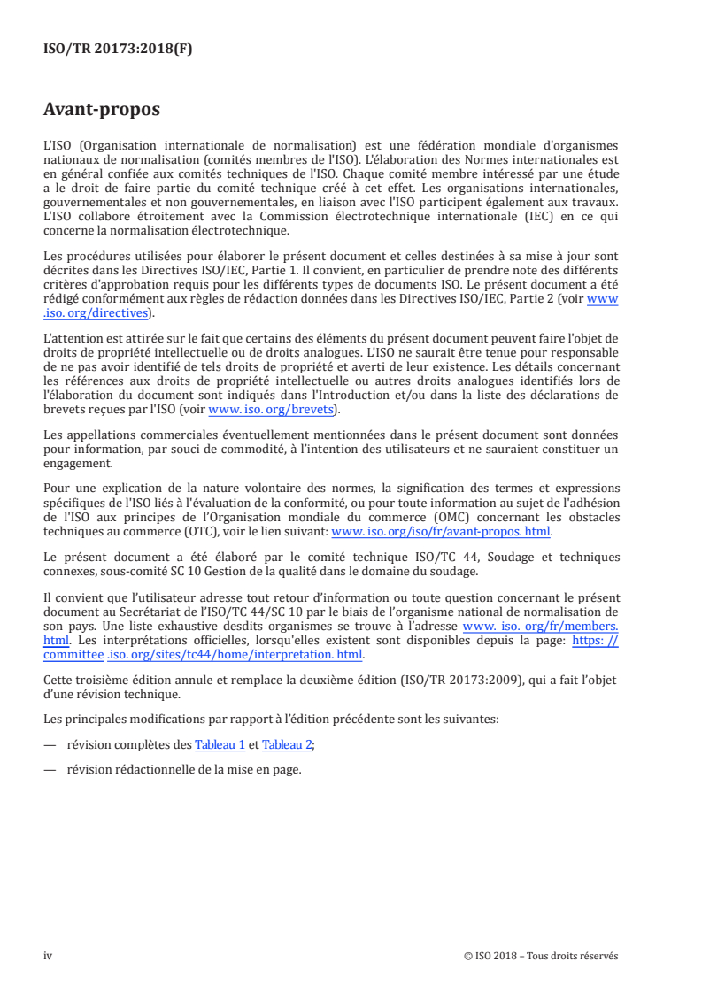 ISO/TR 20173:2018 ISO/TR 20173:2018 - Soudage — Systèmes de groupement des matériaux — Matériaux américains/20/2018 - Page 4 preview