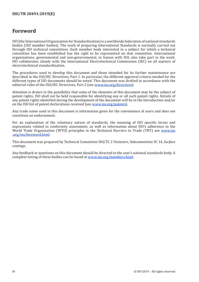 ISO/TR 20491:2019 ISO/TR 20491:2019 - Fasteners — Fundamentals of hydrogen embrittlement in steel fasteners/19/2019 - Page 4 preview