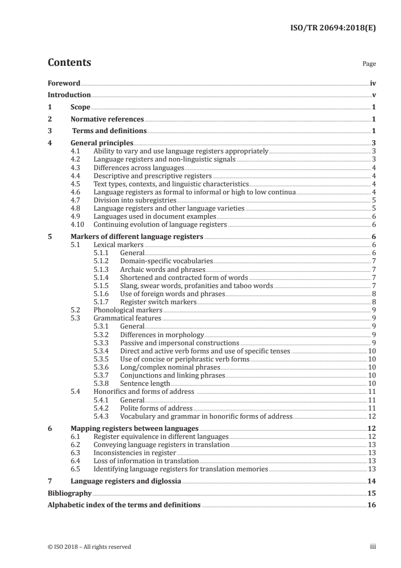 ISO/TR 20694:2018 - A typology of  language registers
Released:3/28/2018 - Page 3 preview