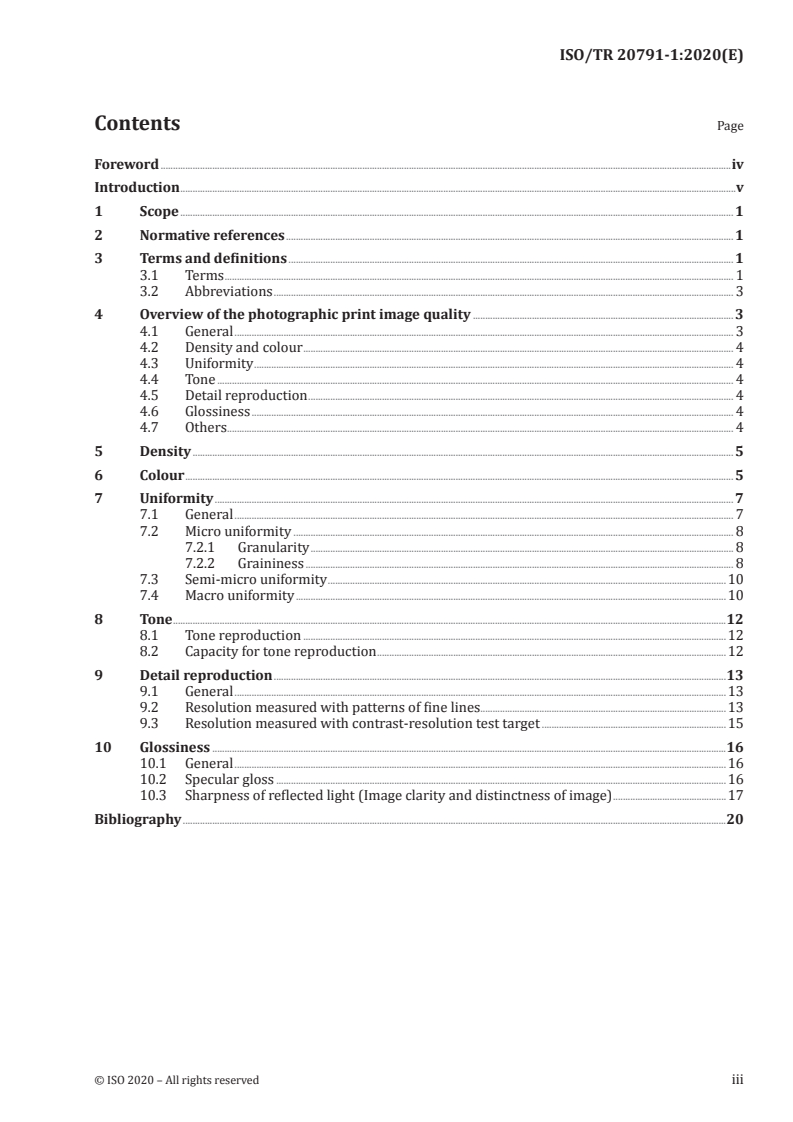 ISO/TR 20791-1:2020 ISO/TR 20791-1:2020 - Photography — Photographic reflection prints — Part 1: Evaluation methods of image quality/25/2020 - Page 3 preview