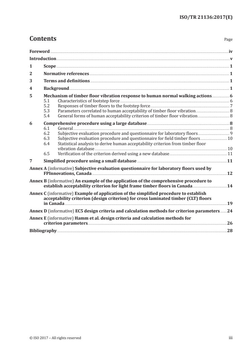 ISO/TR 21136:2017 ISO/TR 21136:2017 - Timber structures — Vibration performance criteria for timber floors/13/2017 - Page 3 preview