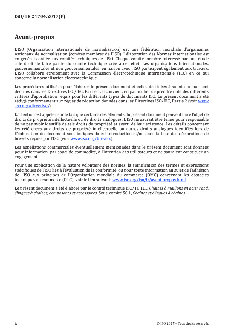 ISO/TR 21704:2017 ISO/TR 21704:2017 - Résilience des chaînes à maillons en acier rond — Essai sur des éprouvettes sous-dimensionnées/21/2017 - Page 4 preview