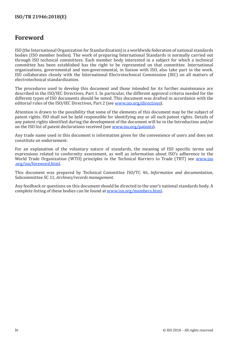 ISO/TR 21946:2018 ISO/TR 21946:2018 - Information and documentation — Appraisal for managing records/13/2018 - Page 4 preview