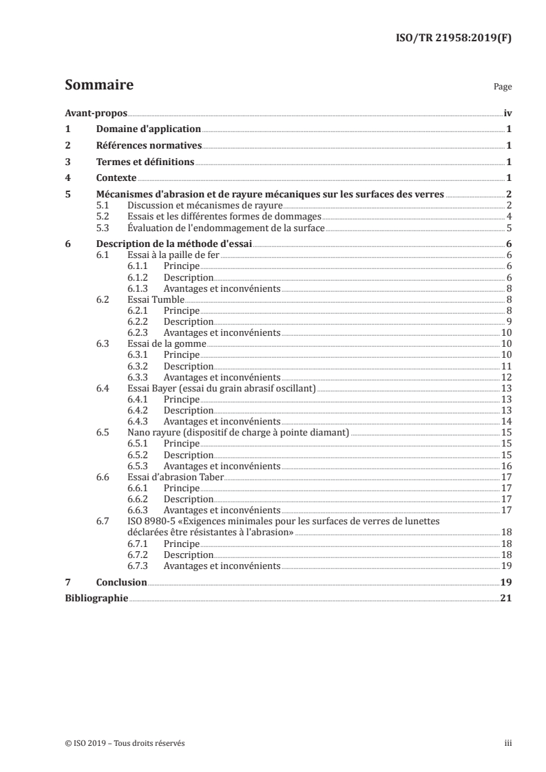 ISO/TR 21958:2019 ISO/TR 21958:2019 - Optique ophtalmique — Revue des méthodes d'essai utilisées pour évaluer la résistance à la rayure et à l'abrasion des verres ophtalmiques/6/2019 - Page 3 preview