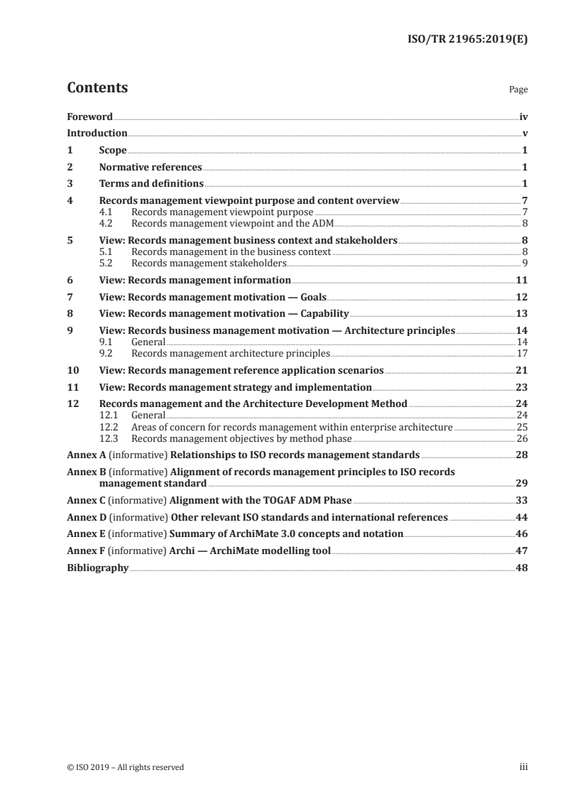 ISO/TR 21965:2019 ISO/TR 21965:2019 - Information and documentation — Records management in enterprise architecture/18/2019 - Page 3 preview