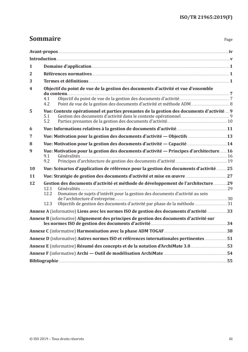 ISO/TR 21965:2019 ISO/TR 21965:2019 - Information et documentation — Gestion des documents d'activité dans les architectures (des systémes d'information) d'entreprise/27/2019 - Page 3 preview