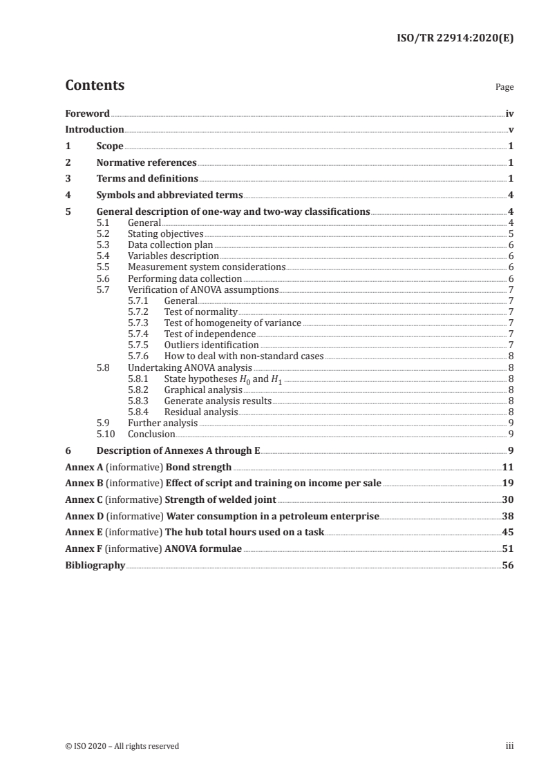 ISO/TR 22914:2020 ISO/TR 22914:2020 - Statistical methods for implementation of Six Sigma — Selected illustration of analysis of variance/12/2020 - Page 3 preview