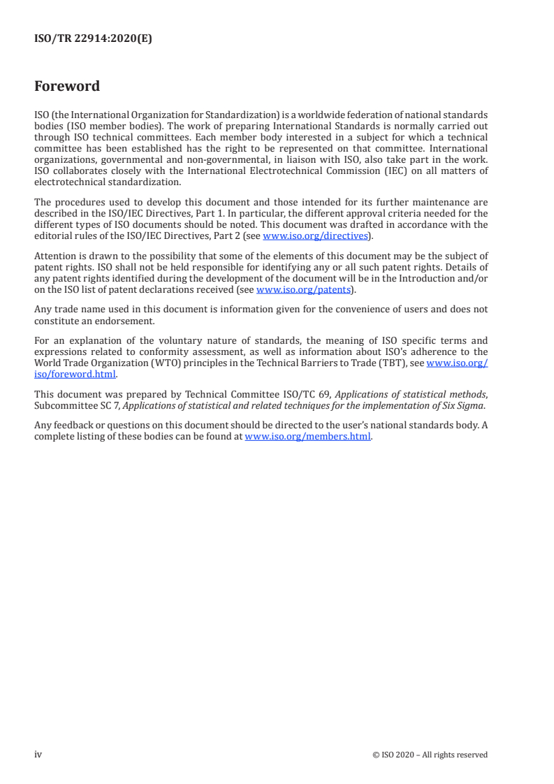 ISO/TR 22914:2020 ISO/TR 22914:2020 - Statistical methods for implementation of Six Sigma — Selected illustration of analysis of variance/12/2020 - Page 4 preview