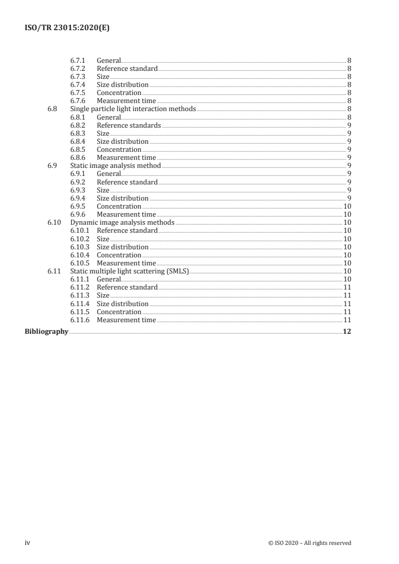 ISO/TR 23015:2020 ISO/TR 23015:2020 - Fine bubble technology — Measurement technique matrix for the characterization of fine bubbles/10/2020 - Page 4 preview