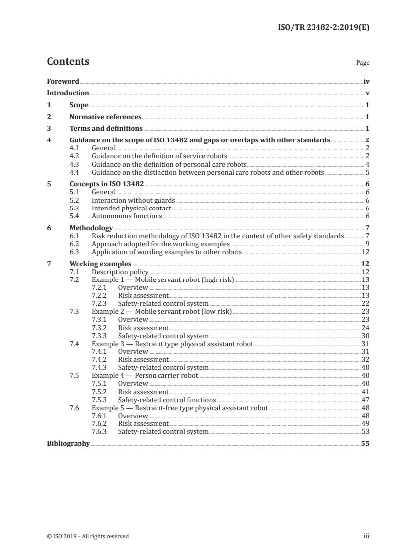 ISO/TR 23482-2:2019 ISO/TR 23482-2:2019 - Robotics — Application of ISO 13482 — Part 2: Application guidelines/13/2019 - Page 3 preview