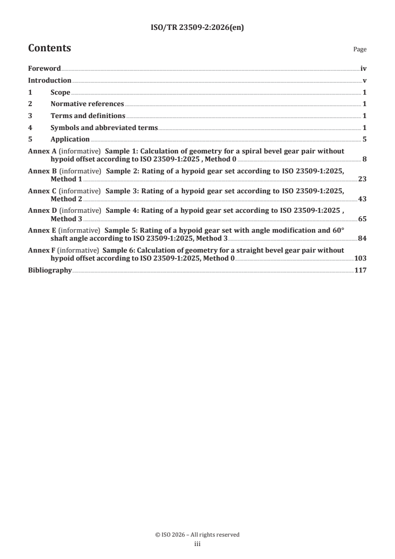 ISO/TR 23509-2:2026 ISO/TR 23509-2:2026 - Bevel and hypoid gear geometry — Part 2: Sample calculations - Page 3 preview