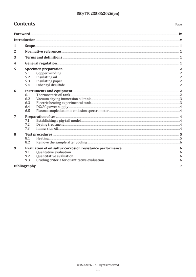 ISO/TR 23583:2026 ISO/TR 23583:2026 - Sulfur corrosion test method of copper winding in electric field for power equipment - Page 3 preview