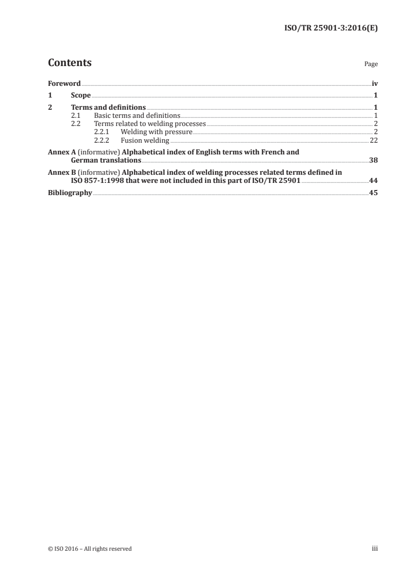 ISO/TR 25901-3:2016 ISO/TR 25901-3:2016 - Welding and allied processes — Vocabulary — Part 3: Welding processes/17/2016 - Page 3 preview