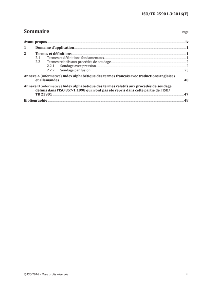 ISO/TR 25901-3:2016 ISO/TR 25901-3:2016 - Soudage et techniques connexes — Vocabulaire — Partie 3: Procédés de soudage/17/2016 - Page 3 preview