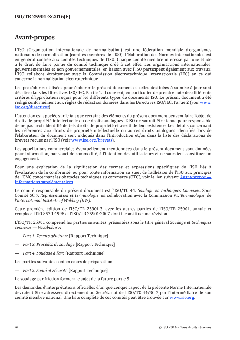 ISO/TR 25901-3:2016 ISO/TR 25901-3:2016 - Soudage et techniques connexes — Vocabulaire — Partie 3: Procédés de soudage/17/2016 - Page 4 preview