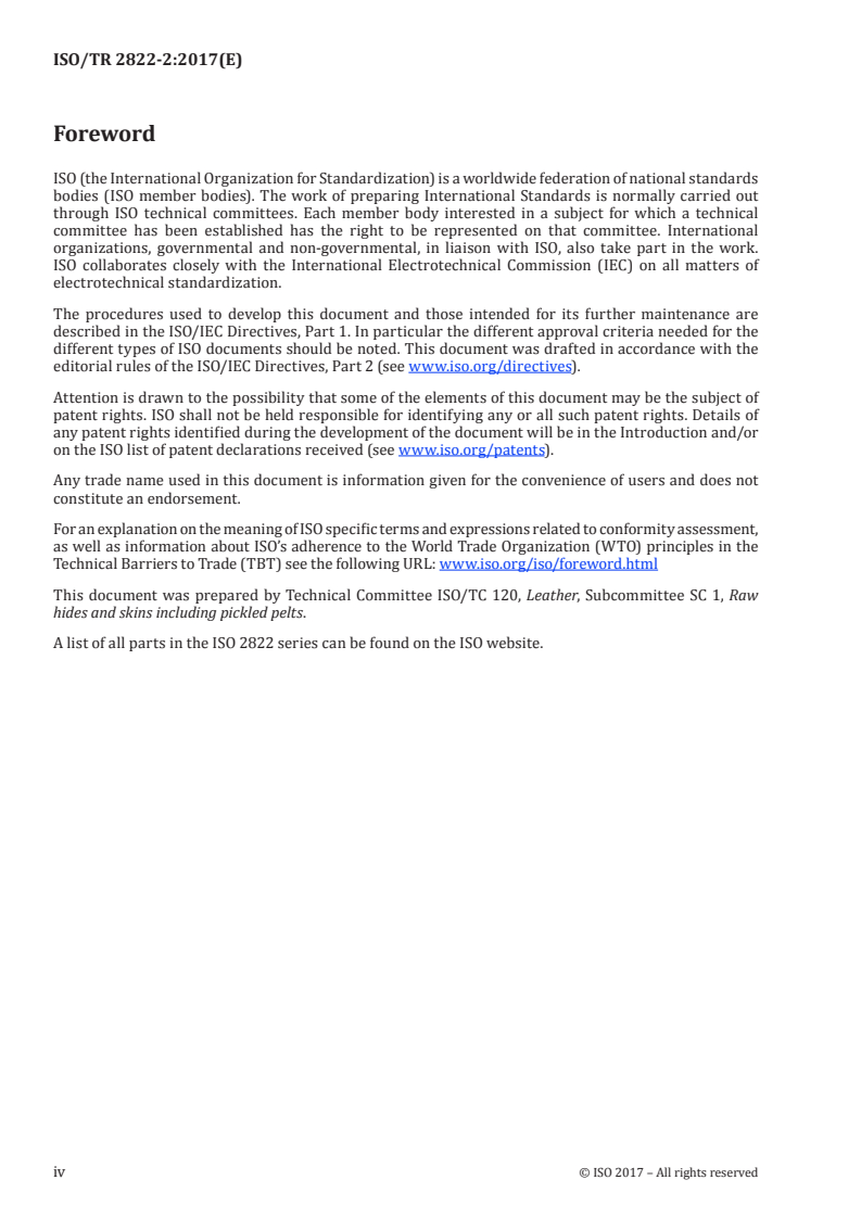 ISO/TR 2822-2:2017 ISO/TR 2822-2:2017 - Leather — Raw cattle hides and calf skins — Part 2: Guidelines for grading on the basis of mass/13/2017 - Page 4 preview
