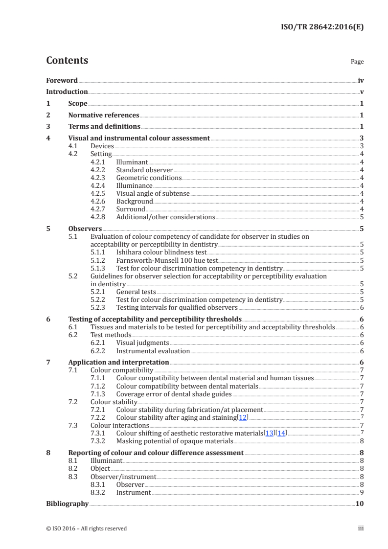 ISO/TR 28642:2016 ISO/TR 28642:2016 - Dentistry — Guidance on colour measurement/17/2016 - Page 3 preview