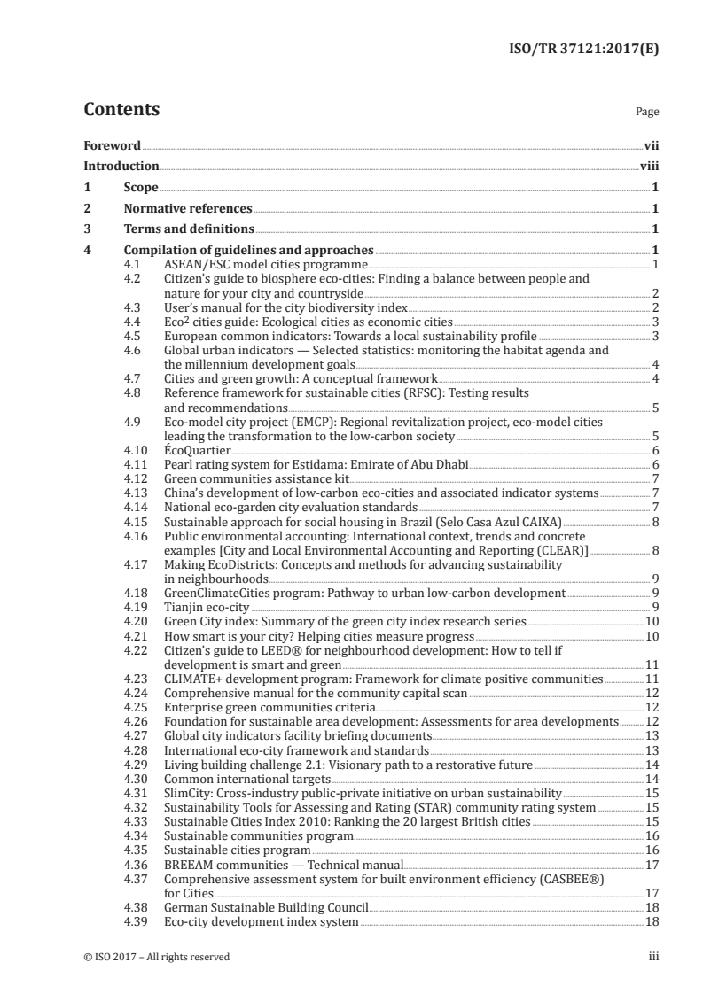 ISO/TR 37121:2017 ISO/TR 37121:2017 - Sustainable development in communities — Inventory of existing guidelines and approaches on sustainable development and resilience in cities/10/2017 - Page 3 preview