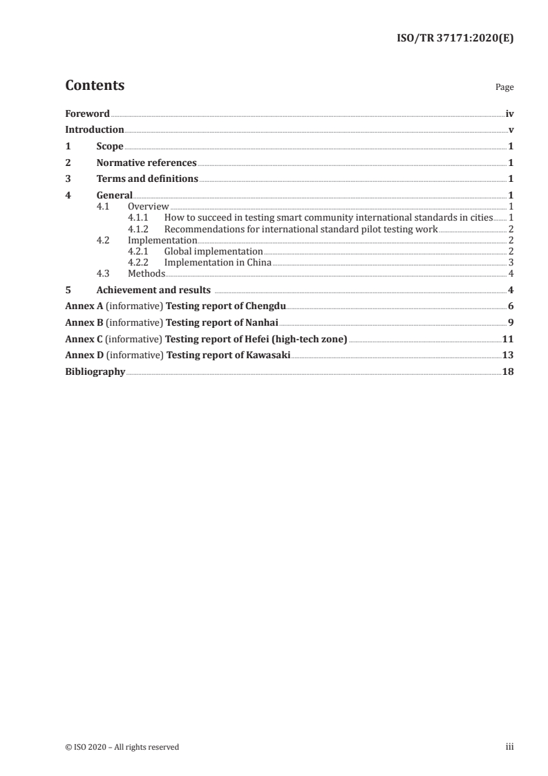 ISO/TR 37171:2020 ISO/TR 37171:2020 - Report of pilot testing on the application of ISO smart community infrastructures standards/25/2020 - Page 3 preview