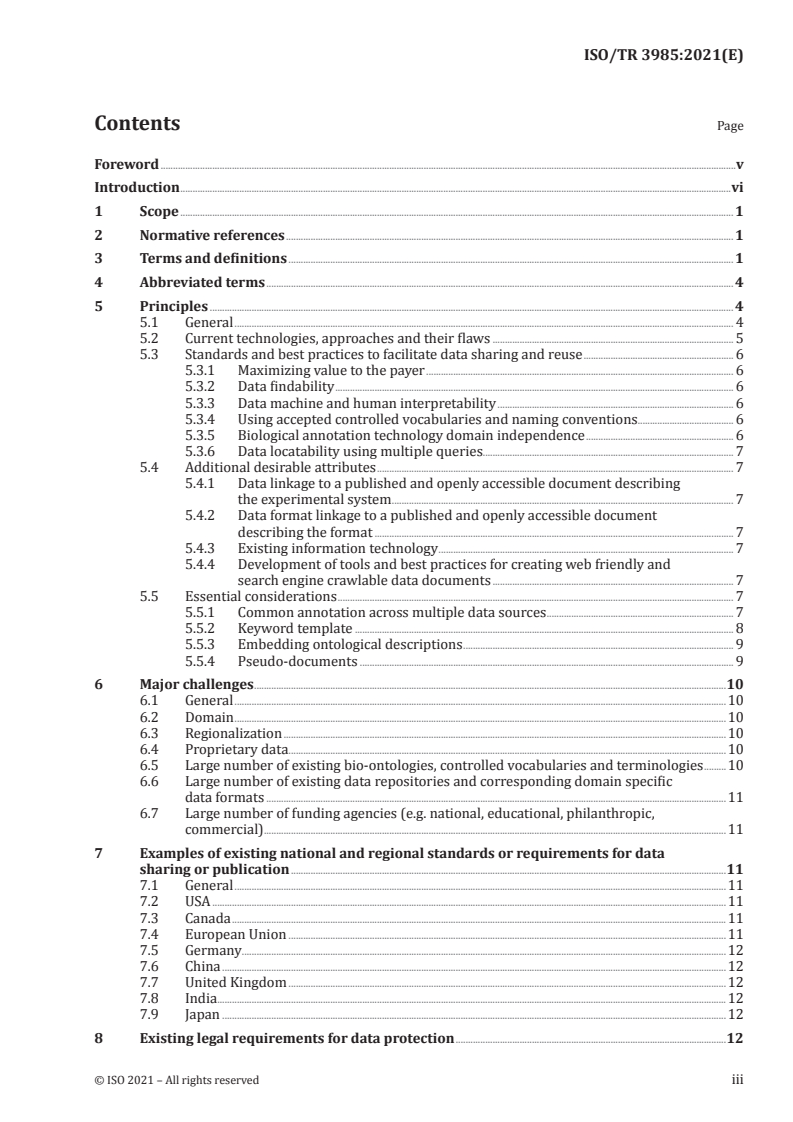 ISO/TR 3985:2021 ISO/TR 3985:2021 - Biotechnology — Data publication — Preliminary considerations and concepts/18/2021 - Page 3 preview
