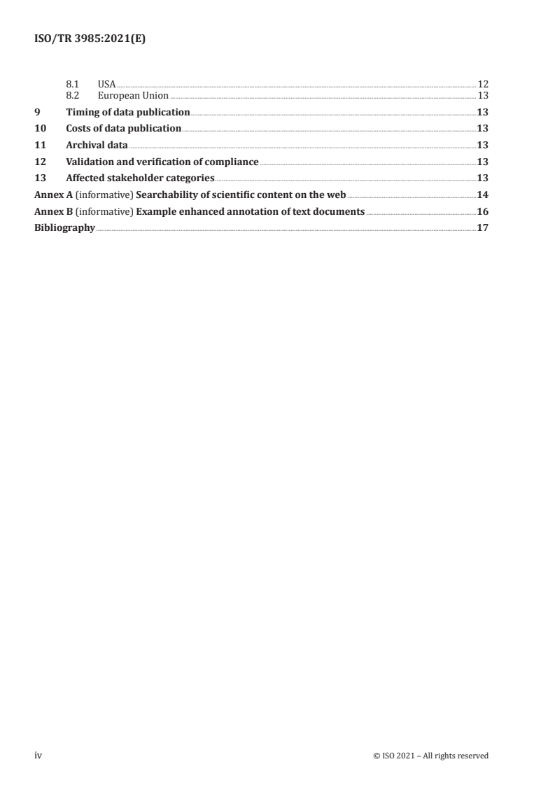 ISO/TR 3985:2021 ISO/TR 3985:2021 - Biotechnology — Data publication — Preliminary considerations and concepts/18/2021 - Page 4 preview