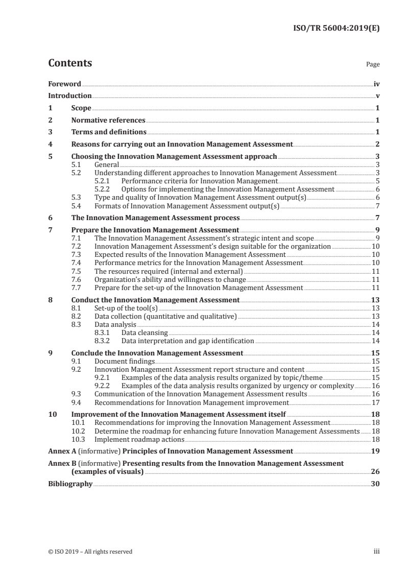 ISO/TR 56004:2019 ISO/TR 56004:2019 - Innovation Management Assessment — Guidance/4/2019 - Page 3 preview