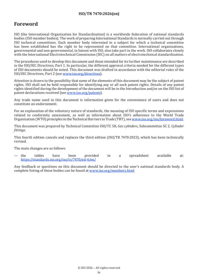ISO/TR 7470:2026 ISO/TR 7470:2026 - Gas cylinders — List of provisions - Page 4 preview