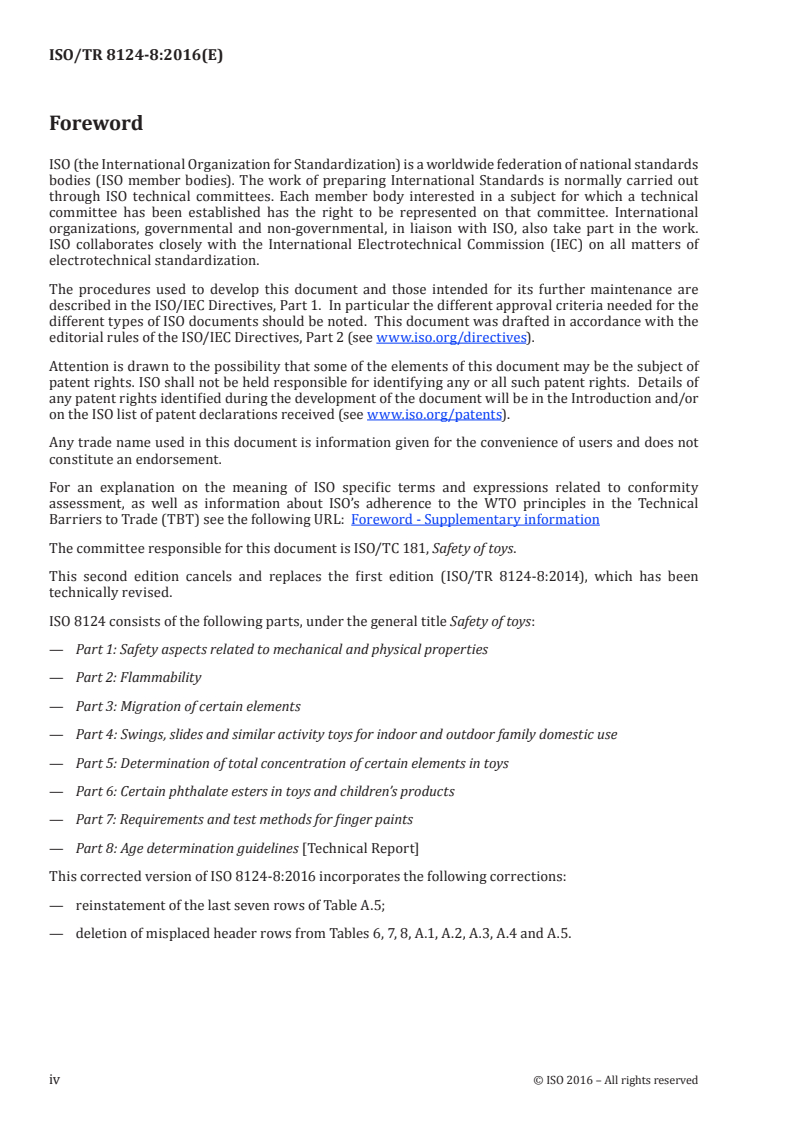 ISO/TR 8124-8:2016 ISO/TR 8124-8:2016 - Safety of toys — Part 8: Age determination guidelines/1/2016 - Page 4 preview