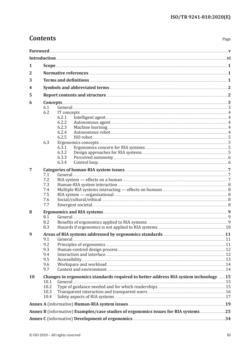 ISO/TR 9241-810:2020 ISO/TR 9241-810:2020 - Ergonomics of human-system interaction — Part 810: Robotic, intelligent and autonomous systems/2/2020 - Page 3 preview