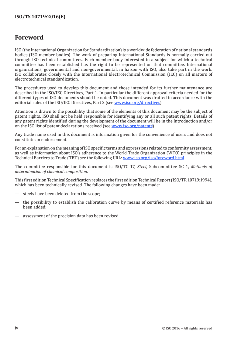 ISO/TS 10719:2016 ISO/TS 10719:2016 - Cast irons — Determination of non-combined carbon content — lnfrared absorption method after combustion in an induction furnace/17/2016 - Page 4 preview